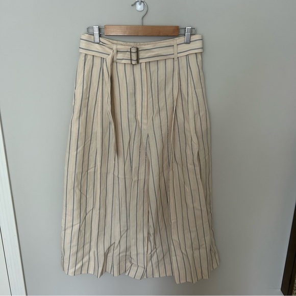 Club Monaco Cream and Blue Striped A-Line Culottes Size 8 - Picture 2 of 8